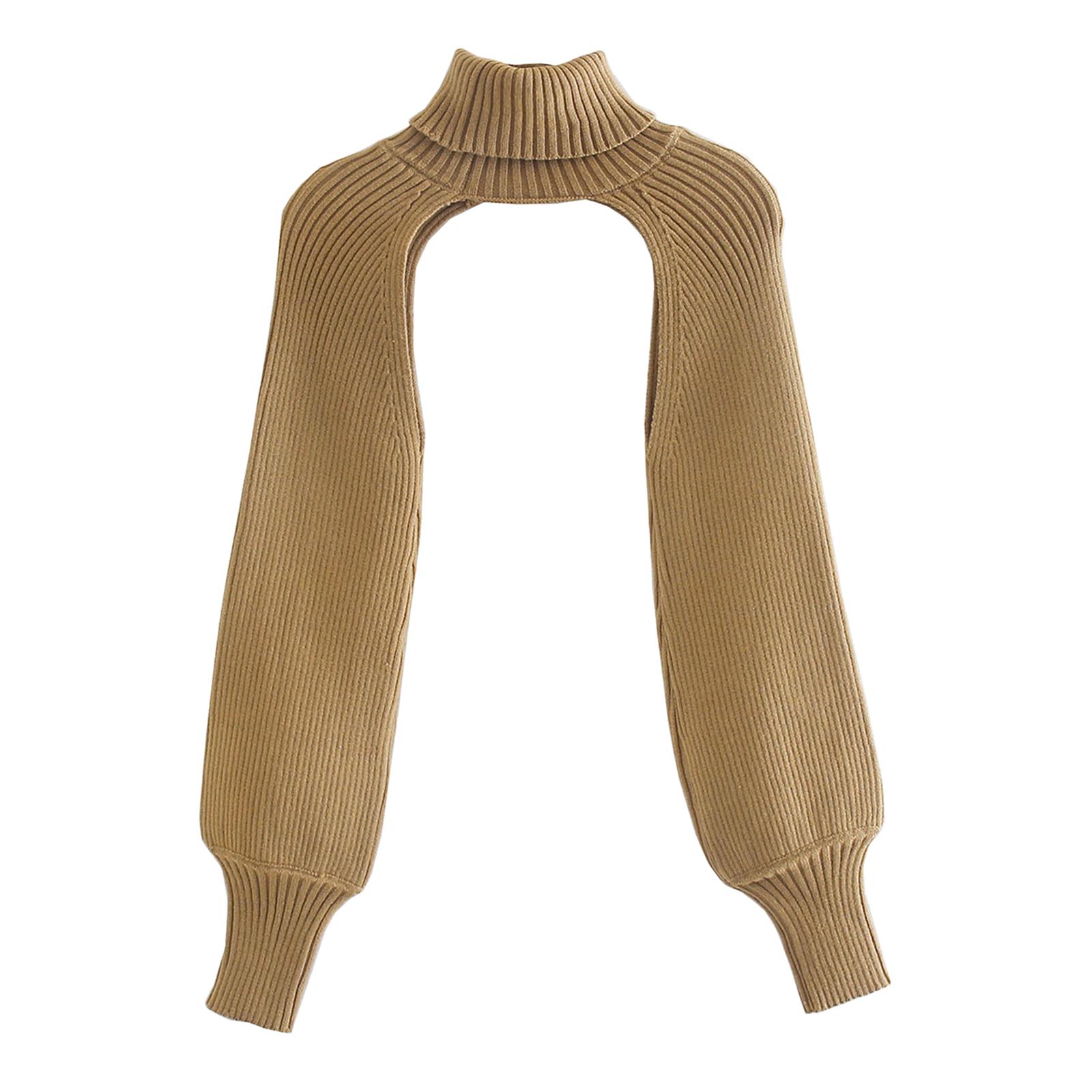 Turtleneck Sexy Short Sweater Long Sleeve Knitwear Pullover Halter Top