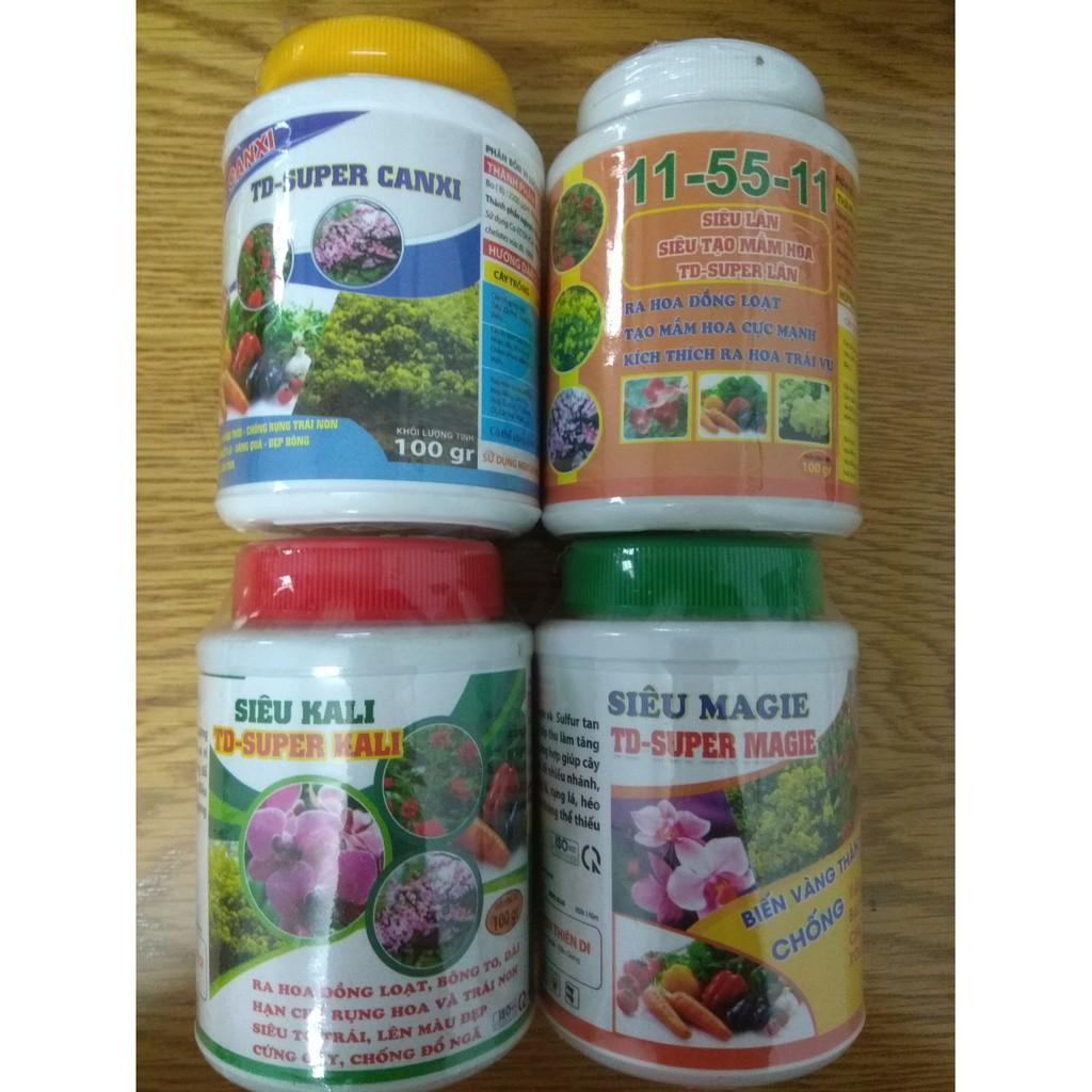 Bộ tứ sản phẩm dưỡng cây, kích hoa 100 gram/chai
