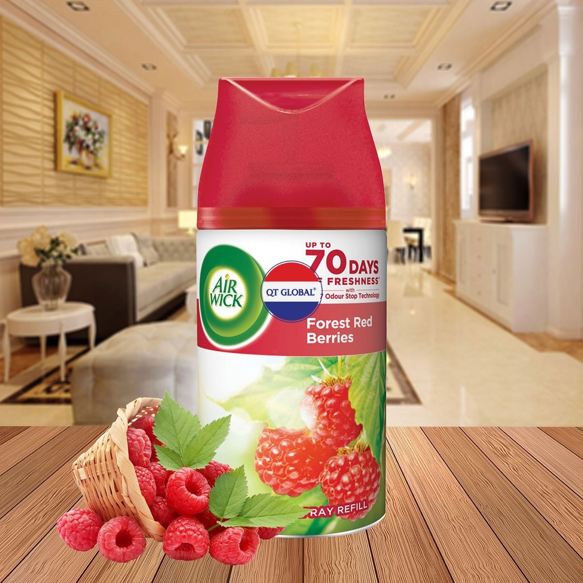 Bình xịt thơm phòng Air.Wick Forest Red Berries 250ml QT0047 - quả mâm xôi rừng