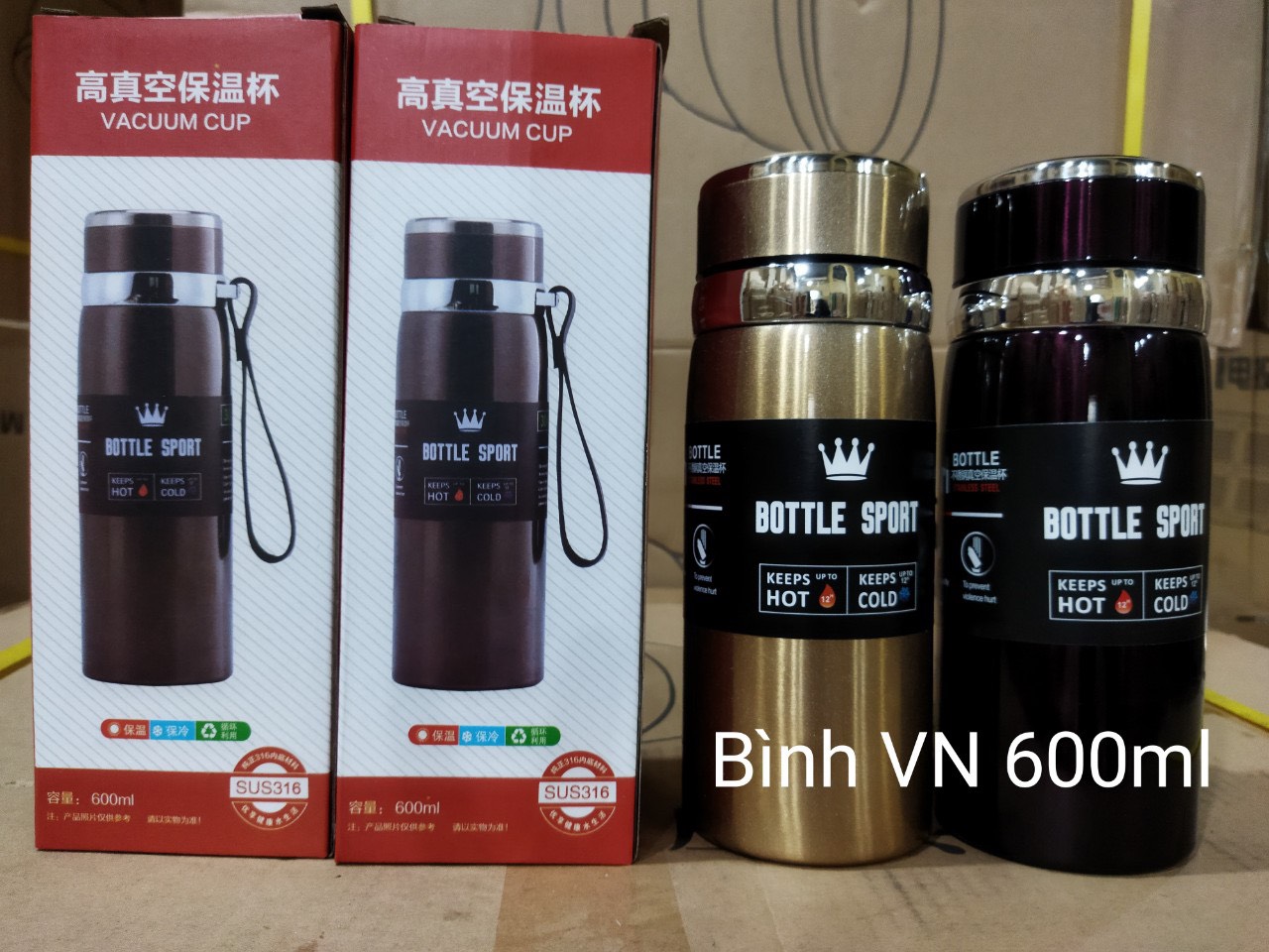 BÌNH GIỮ NHIỆT MÃ VN, DUNG TÍCH 600ml