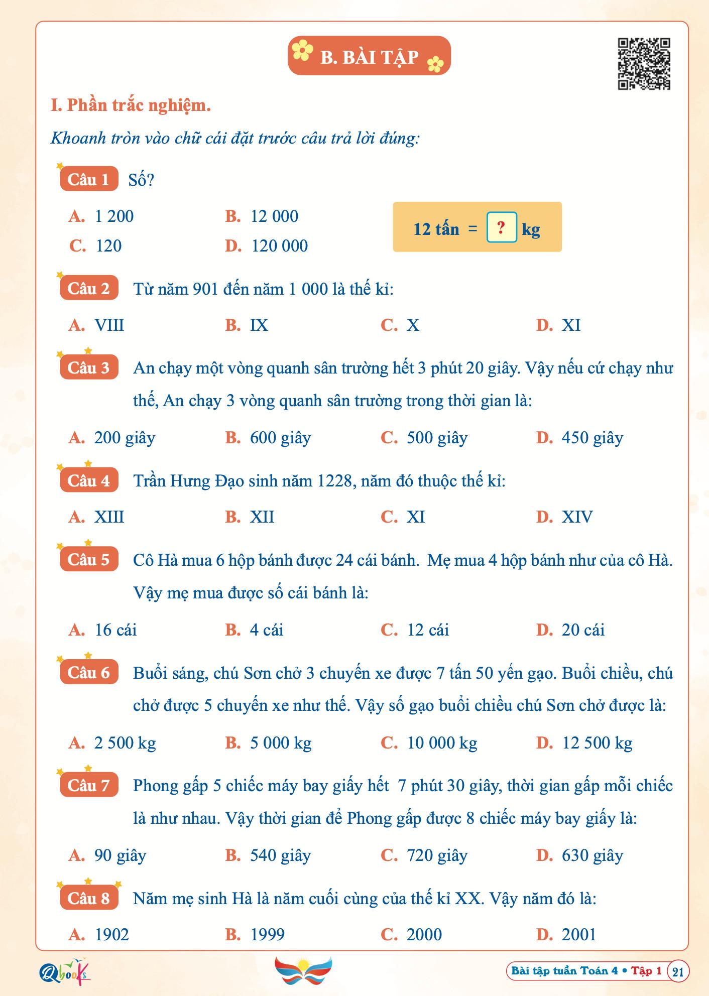 Sách Bài Tập Tuần Toán 4 - Tập 1 - Cánh Diều (1 cuốn) - Bản Quyền