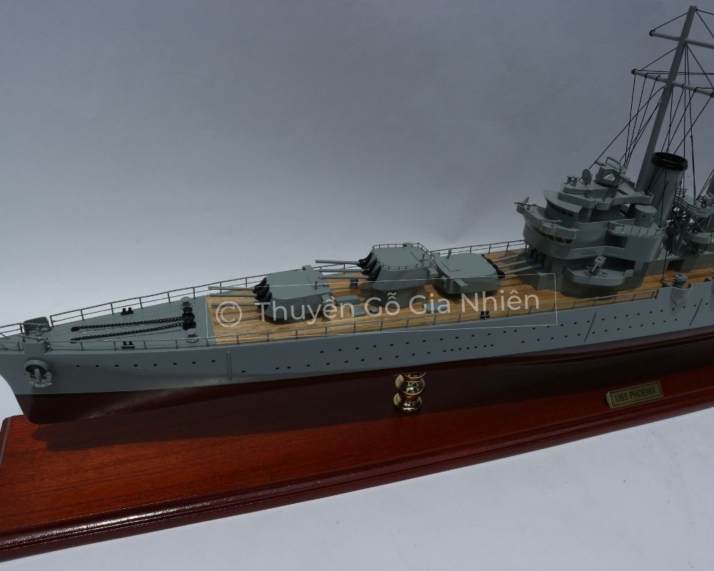Mô Hình Thuyền Gỗ Phong Thủy Dạng Thuyền Chiến USS PHOENIX Chính Hãng Hàng Xuất Khẩu Chất Lượng Cao