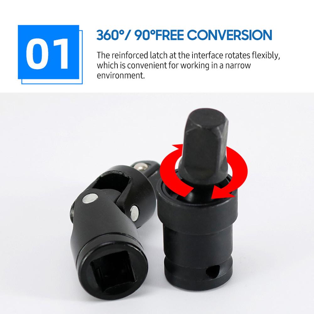 Electric Wrench Adapter 1/2-Inch Carbon Steel Adapter 360 Degrees Rotatable Sockets Adapter for Ratchet Wrenches and Electric Wrenches