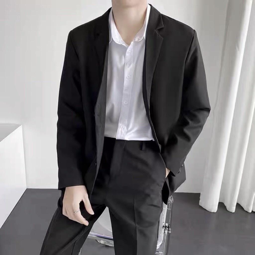 Áo khoác blazer nam form unisex kiểu dáng hàn quốc, áo khoác nam form rộng vải cotton lạnh thời trang Mantoni