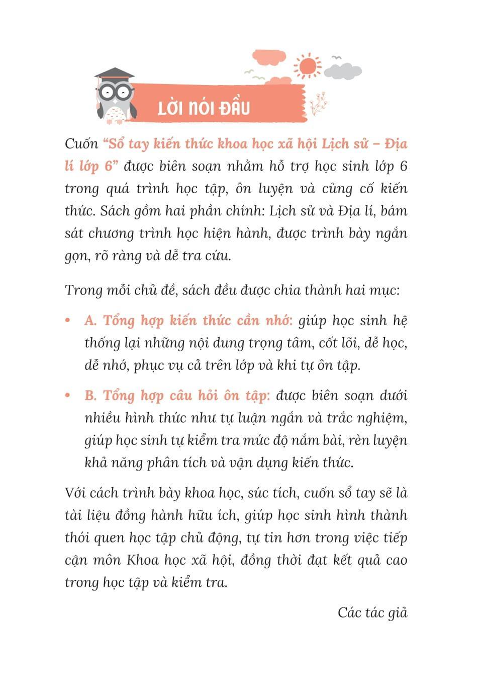 Sách - Sổ Tay Kiến Thức Khoa Học Xã Hội-Lịch Sử-Địa Lí Lớp 6