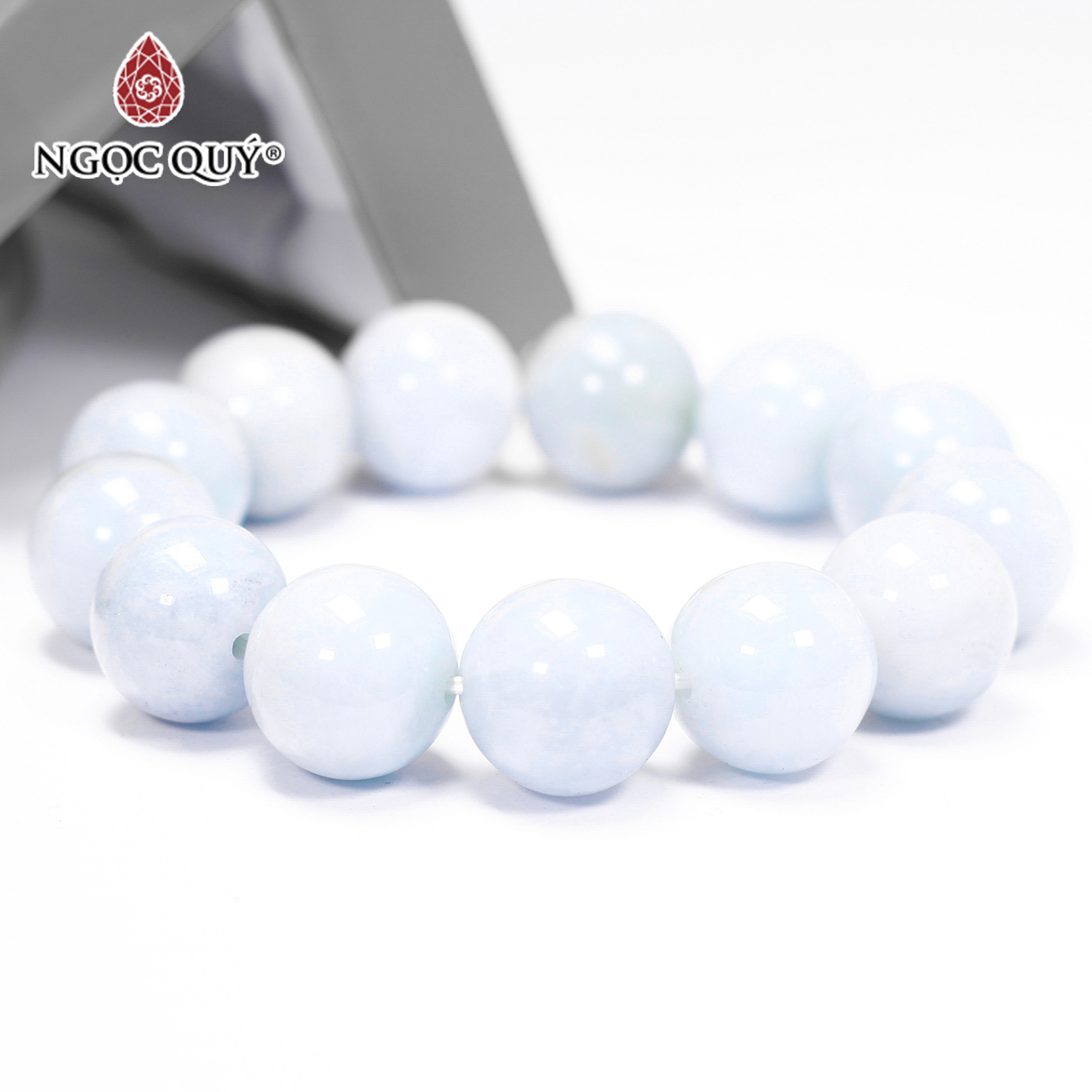 Vòng tay trơn đá cẩm thạch A size hạt 18mm mệnh mộc hỏa - Ngọc Qúy Gemstones