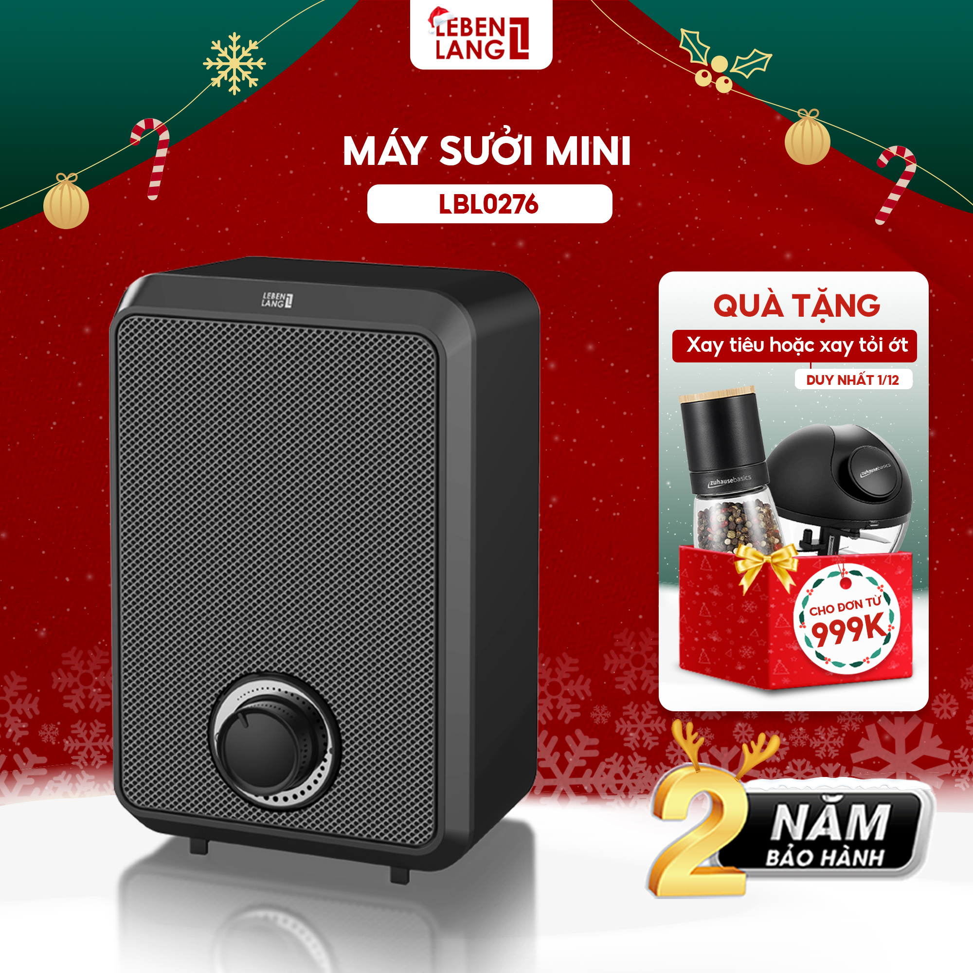 Máy sưởi mini để bàn Lebenlang LBL0276, công suất 600W, làm ấm góc rộng, nóng nhanh, thiết kế nhỏ gọn tiện lợi, bảo hành 2 năm - hàng chính hãng