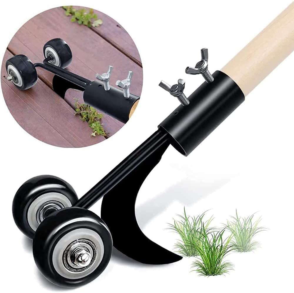 Máy làm cỏ thủ công, Máy bắt cỏ, Dụng cụ làm cỏ 2 trong 1 có bánh xe, Dụng cụ làm cỏ thủ công, Dụng cụ làm cỏ trong vườn, Dụng cụ làm cỏ trong vườn