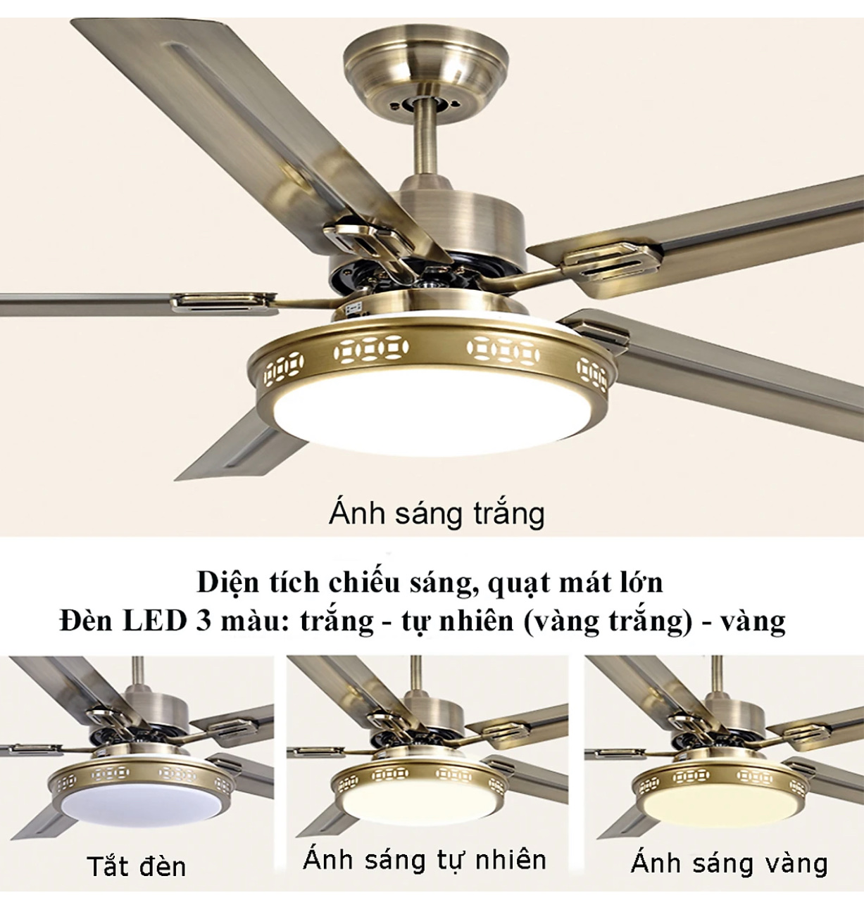 Quạt trần đèn trang trí thông minh 5 cánh sắt - Tích hợp đa chức năng - Có điều khiển từ xa - có đèn - Hàng chính hãng Klasse