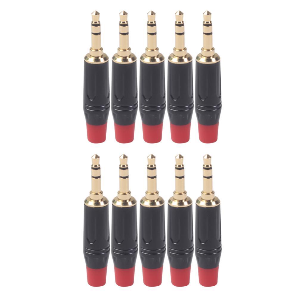 2Pcs Alloy 3.5mm Gold Plated Plug Connector Audio Stereo For Cable DIY Accs