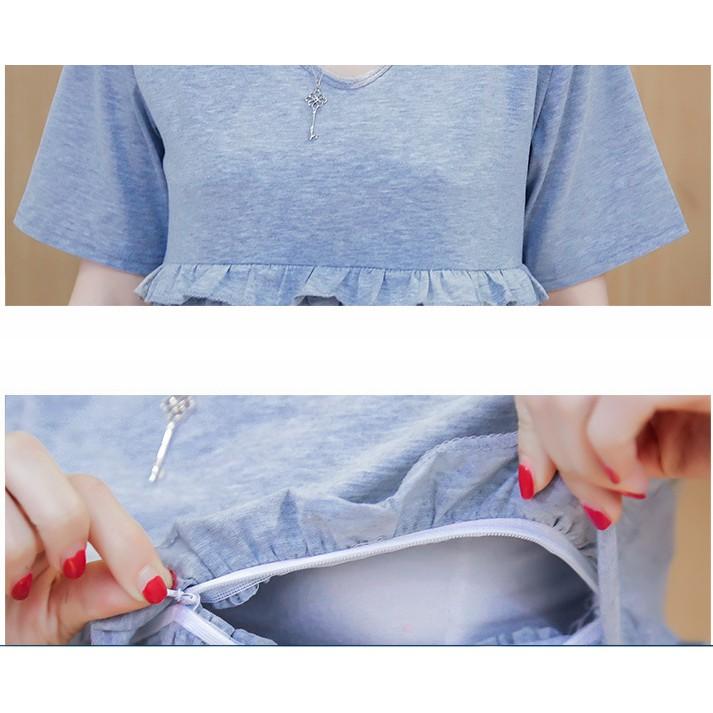 ĐẦM BẦU CÔNG SỞ DÁNG DÀI CÚP NGƯC ( sau sanh có dây kéo cho bé bú )