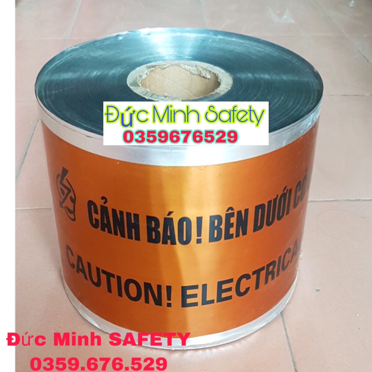 Băng cảnh báo phía dưới có cáp quang bằng màng kim loại-15CM X 500M