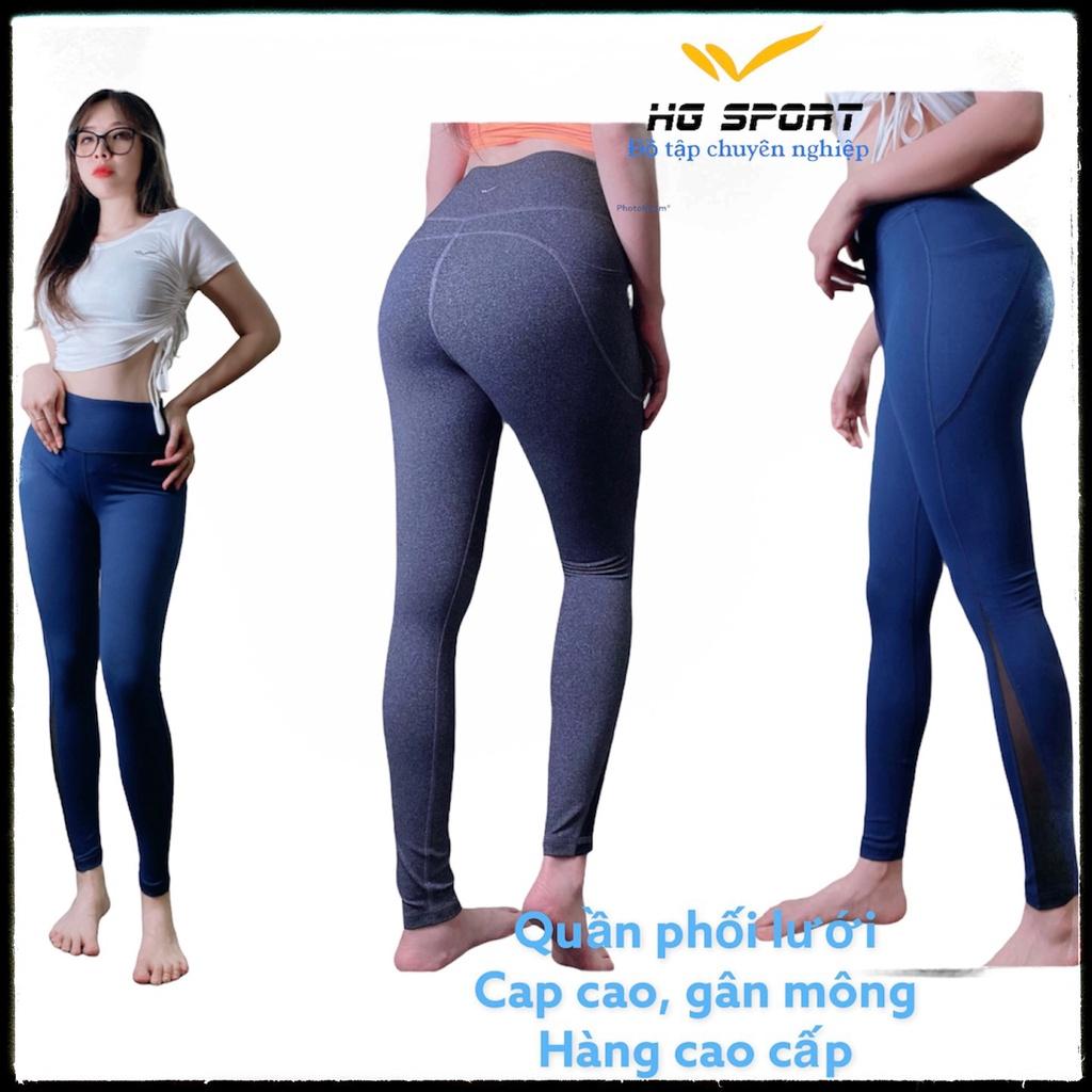 Quần Tập Gym, Yoga, Thể Thao Cao Cấp nữ quần dài lưng cao,phối lưới, túi cạnh Hg Sport QD508