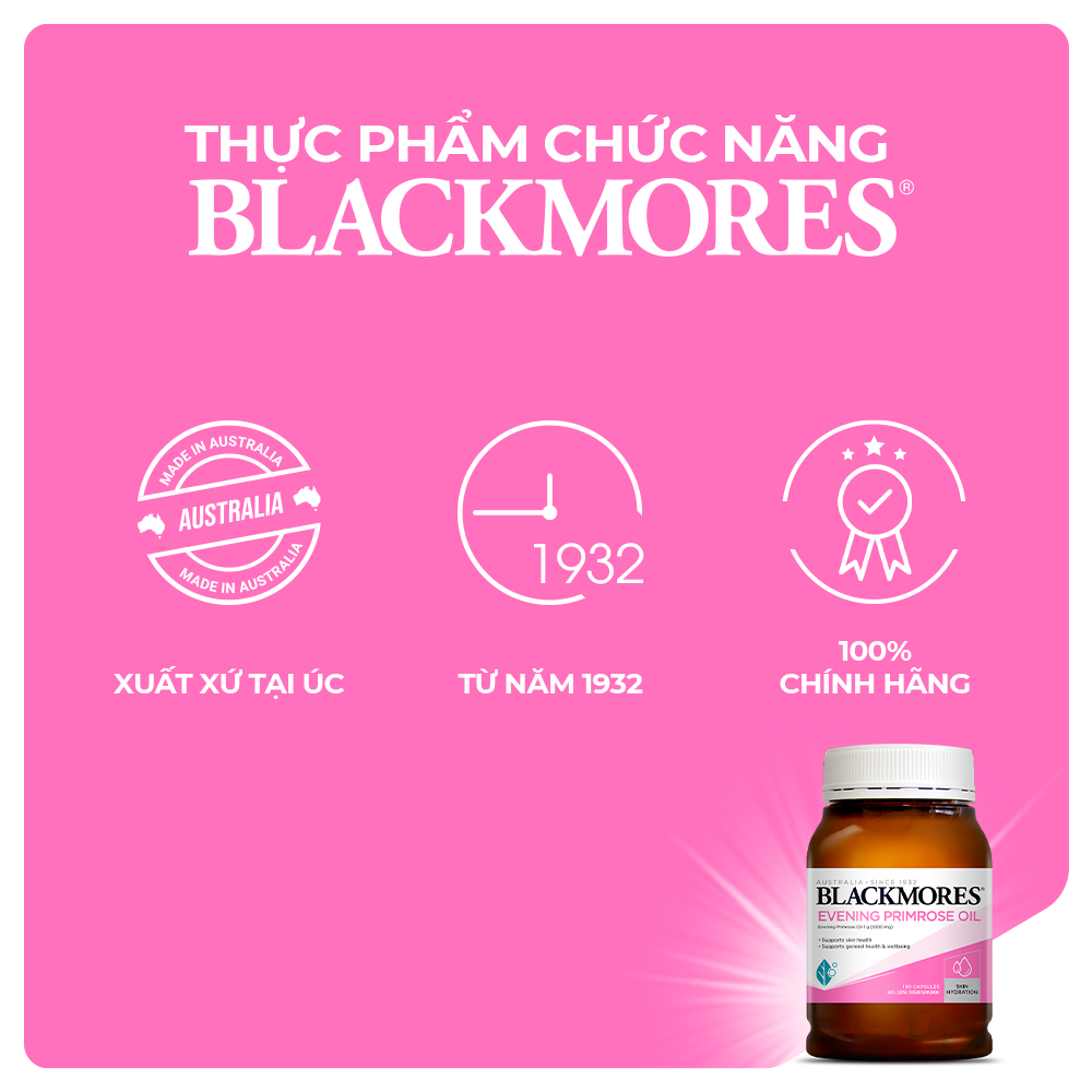 Combo 2 Lọ Tinh Dầu Hoa Anh Thảo Hỗ Trợ Cân Bằng Nội Tiết Tố Blackmores Evening Primrose Oil 190 Viên/Lọ