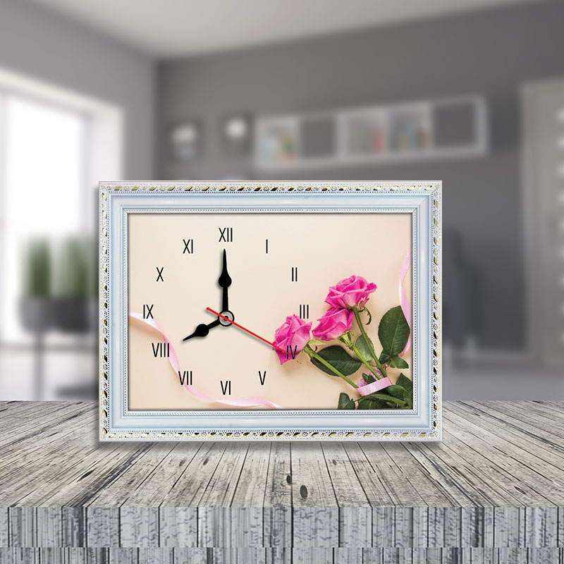 Tranh đồng hồ hình hoa hồng | Đồng hồ để bàn WC093