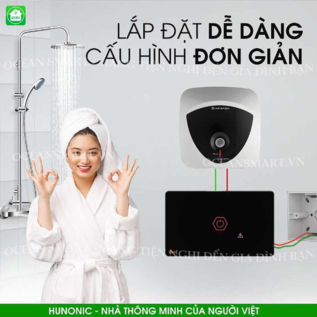 Công Tắc Thông Minh Wifi, Công Tắc Chống Giật Cho Bình Nóng Lạnh Hunonic - HNP1U