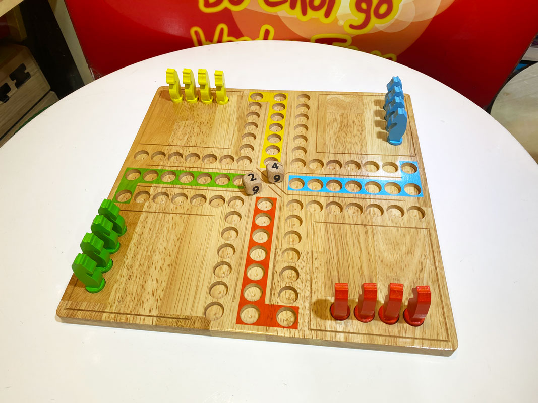 Bộ cờ tứ mã, cờ cá ngựa bằng gỗ tự nhiên cao cấp bền đẹp cho mọi lứa tuổi, boardgame có hướng dẫn