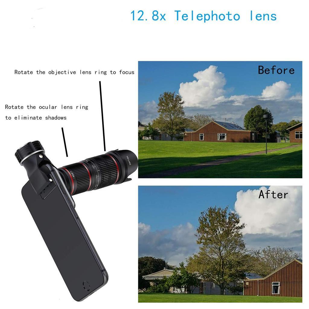 5 in1 12.8x Zoom Ourdoor Hiking Telescope Lens Camera HD for Phone Lenses