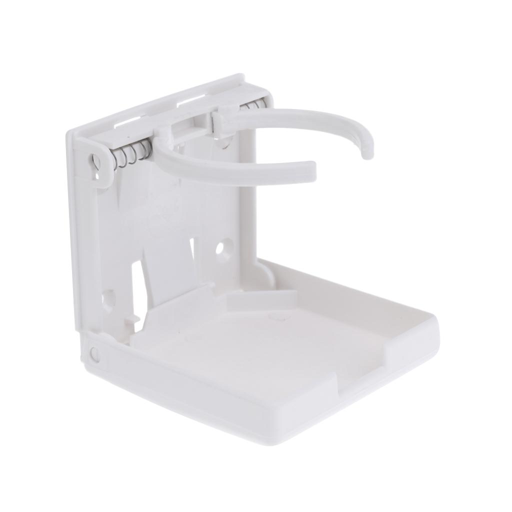 Adjustable Folding Drink Cup Holder Mount Boat Marine Caravan Car RV - White