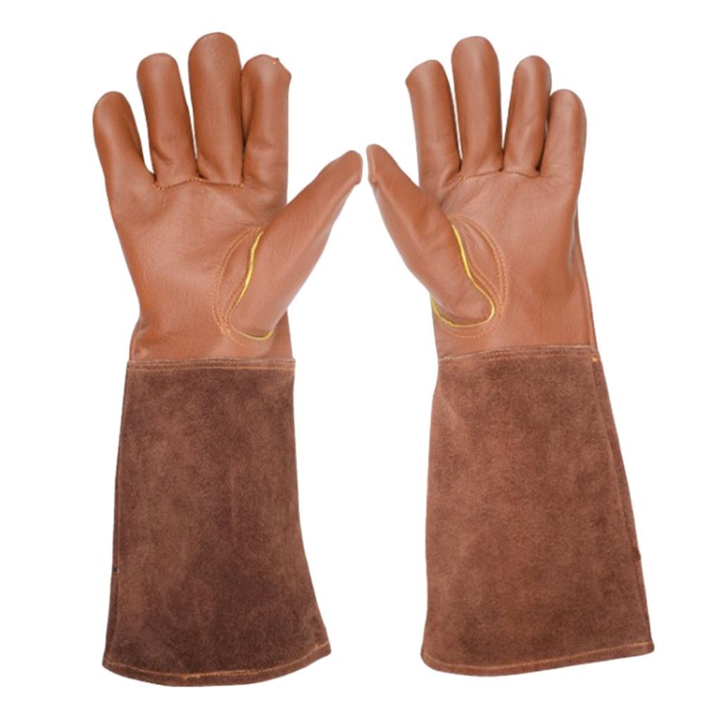 2 Pairs Leather Work Gloves Thorn  Cowhide Gardening Gloves for Men Women