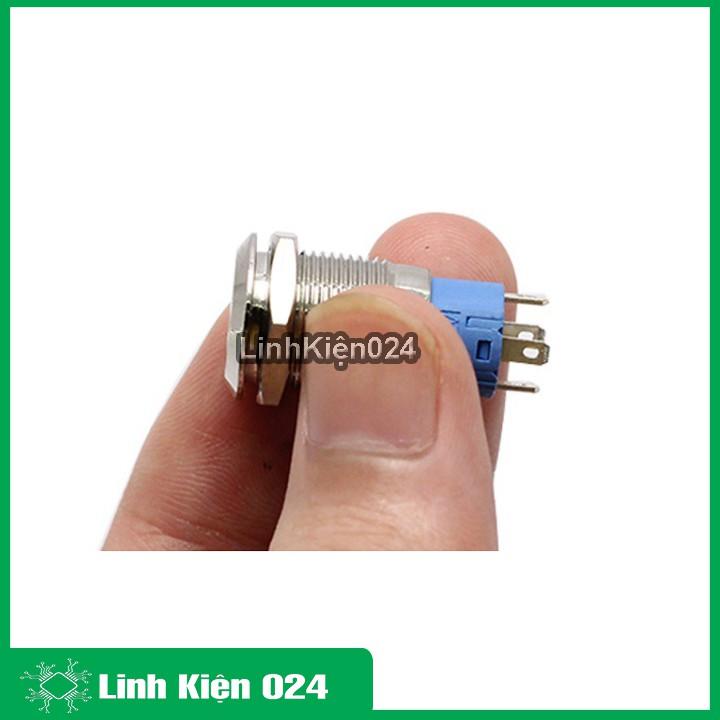 Nút Nhấn Đề Sắt Chống Nước Có Đèn Báo 12VDC-12mm Nhấn Nhả