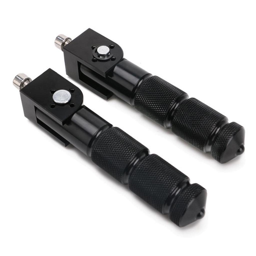 1 Pair Universal M8 Aluminum Motorcycle Foot Pegs Anti-slip Rear Pedal Black