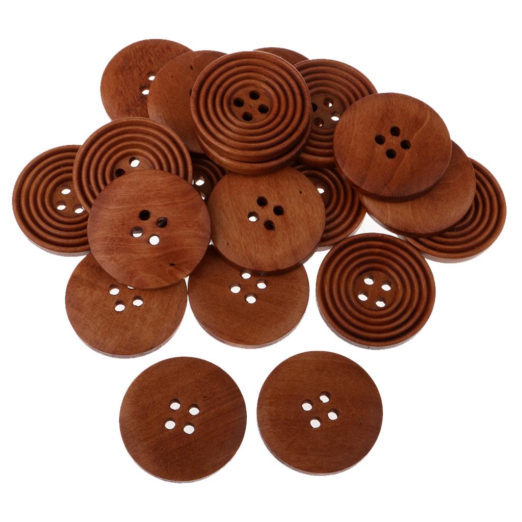 20pcs Round 4 Holes Wood Wooden Buttons for DIY Sewing Scrapbooking
