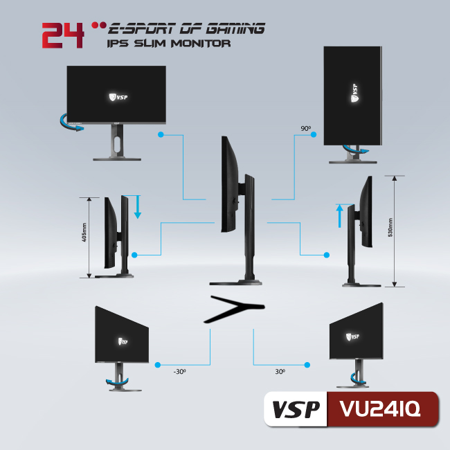 Màn hình VSP VU241Q 24inch Gaming (23.8&quot; ELED Full HD, HDMI+DisplayPort+TypeC) - Hàng chính hãng TECH VISION phân phối