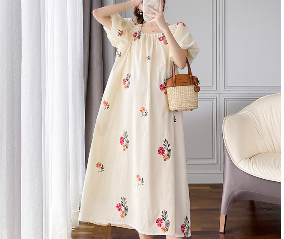 ĐẦM BẦU VÁY BẦU CÔNG SỞ CỔ VUÔNG DÁNG SUÔNG