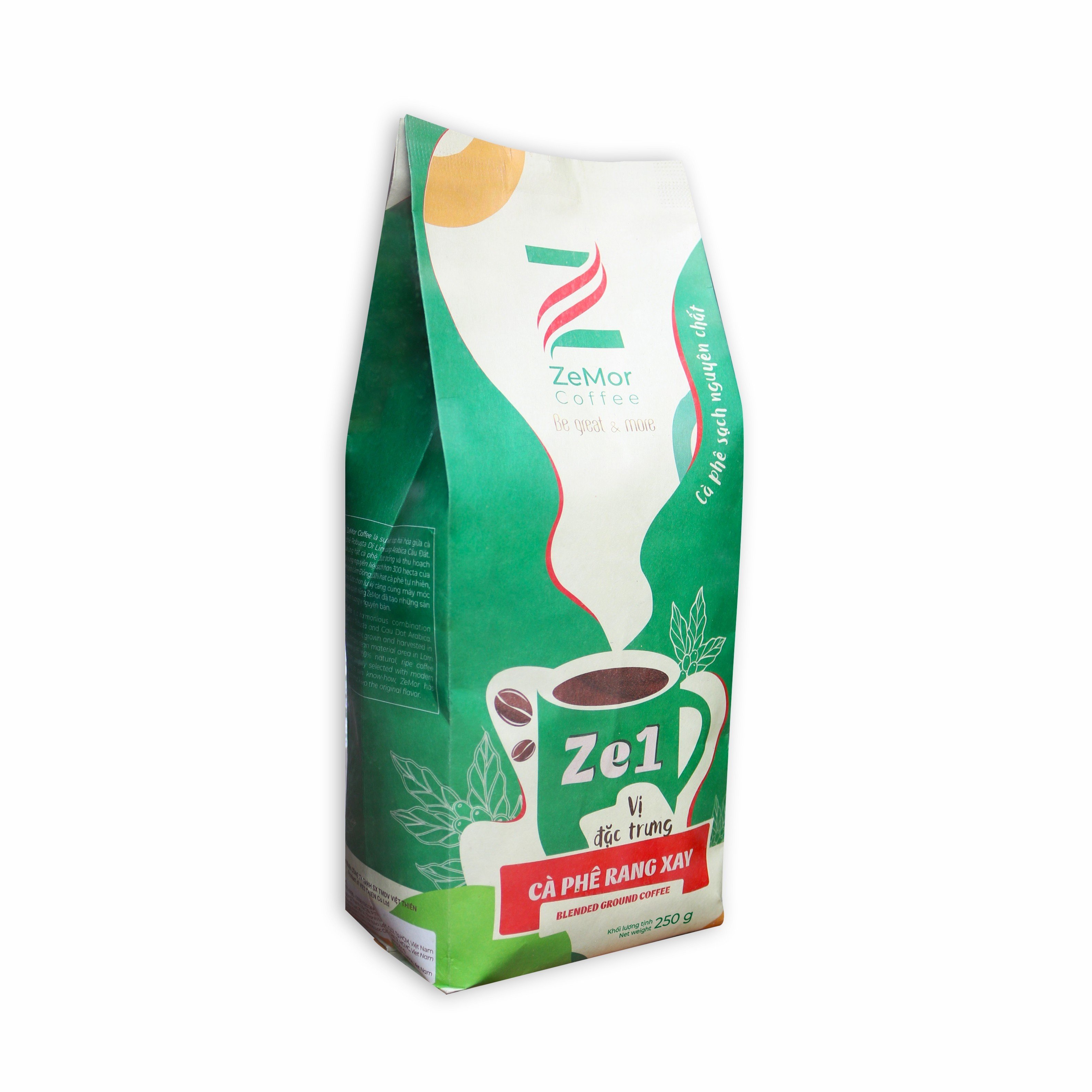 Cà Phê Rang Xay Nguyên Chất Rang Mộc ZeMor Coffee Ze1 Vị Đặc Trưng 250g