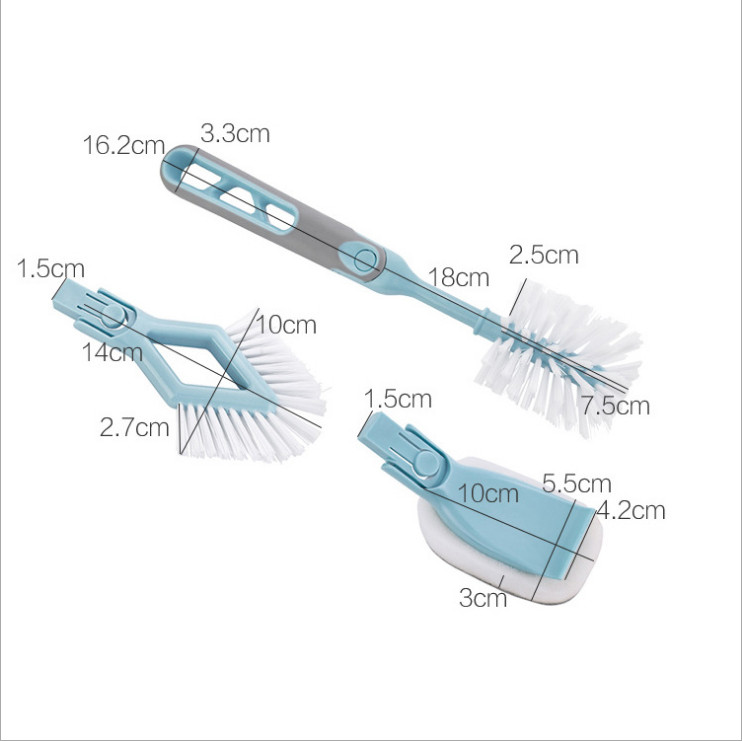 Dụng cụ vệ sinh nhà bếp đa năng 3 in 1 có tay cầm tiện ích, bộ dụng cụ rửa chén bát, lau cọ nồi thông minh 