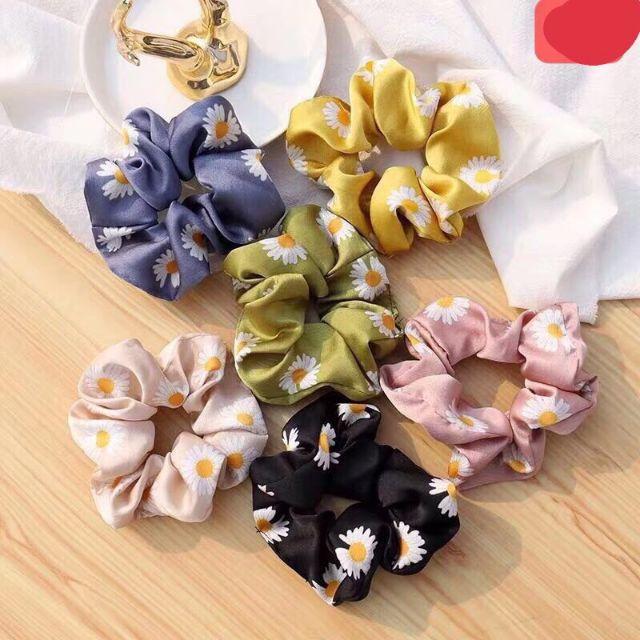 Sỉ 10 Scrunchies caro. Hoa cúc . Hoạ tiết