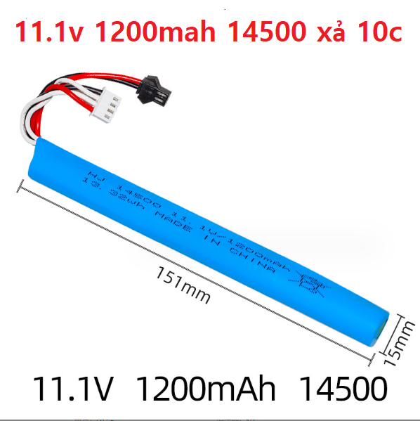 Pin Tròn 14500 11.1v 1200mah xả 10c Súng Nerf - Súng Đạn Mềm - Súng Nước Thiết Bị Điện Tử