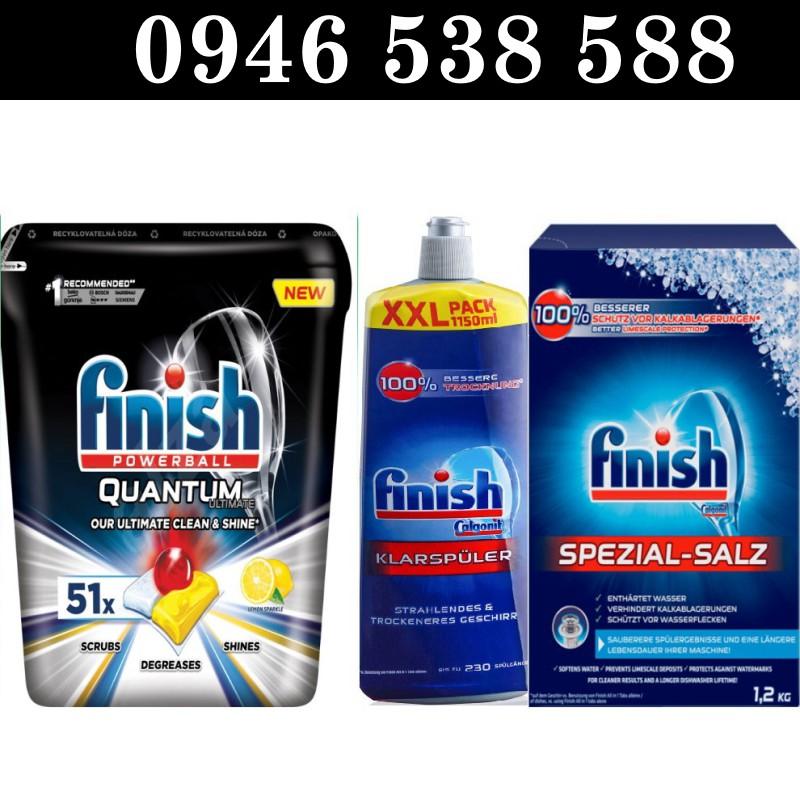 Combo Viên rửa bát Finish ultimate 51 viên + Muối Finish 1.2kg + Nước bóng finish 1150ml Finish.edu.vn