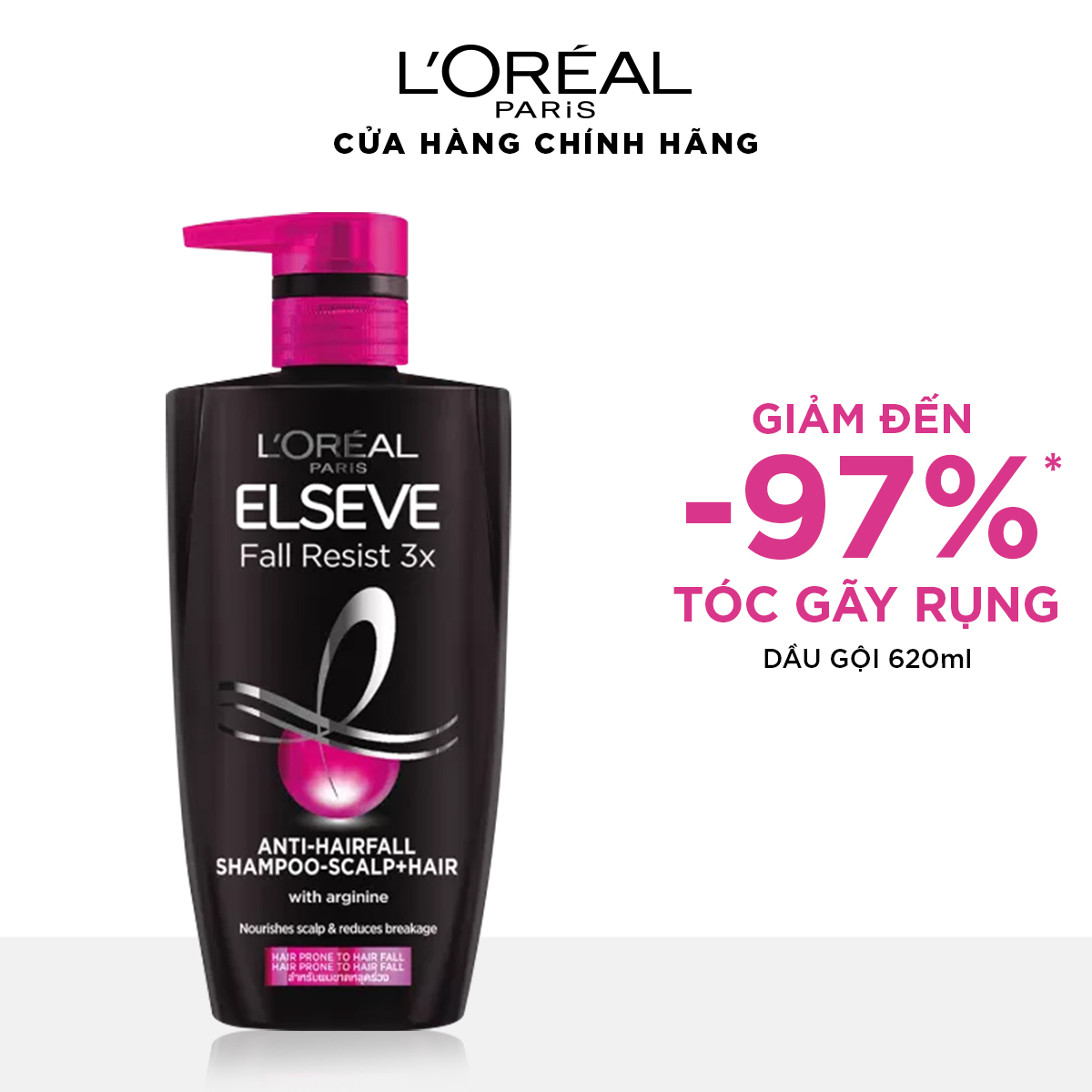 Dầu gội ngăn gãy rụng tóc L'Oréal Paris Elseve Fall Resist 3X Anti-Hairfall Shampoo-Scalp+Hair 620ml