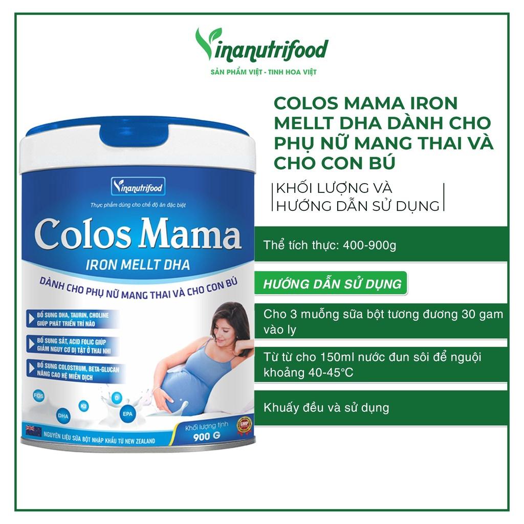 Sữa bột Colos Mama Iron Mellt DHA Vinanutrifood, Hộp 400g và 900g
