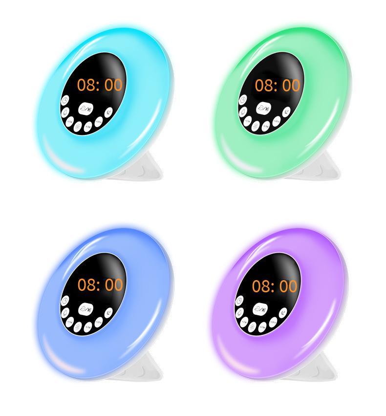 Đèn báo thức mô phỏng bình minh và hoàng hôn mới thuận lợi nhất, đồng hồ báo thức LED thông minh, loa Bluetooth đầu giường có tiếng ồn trắng đầy màu sắc