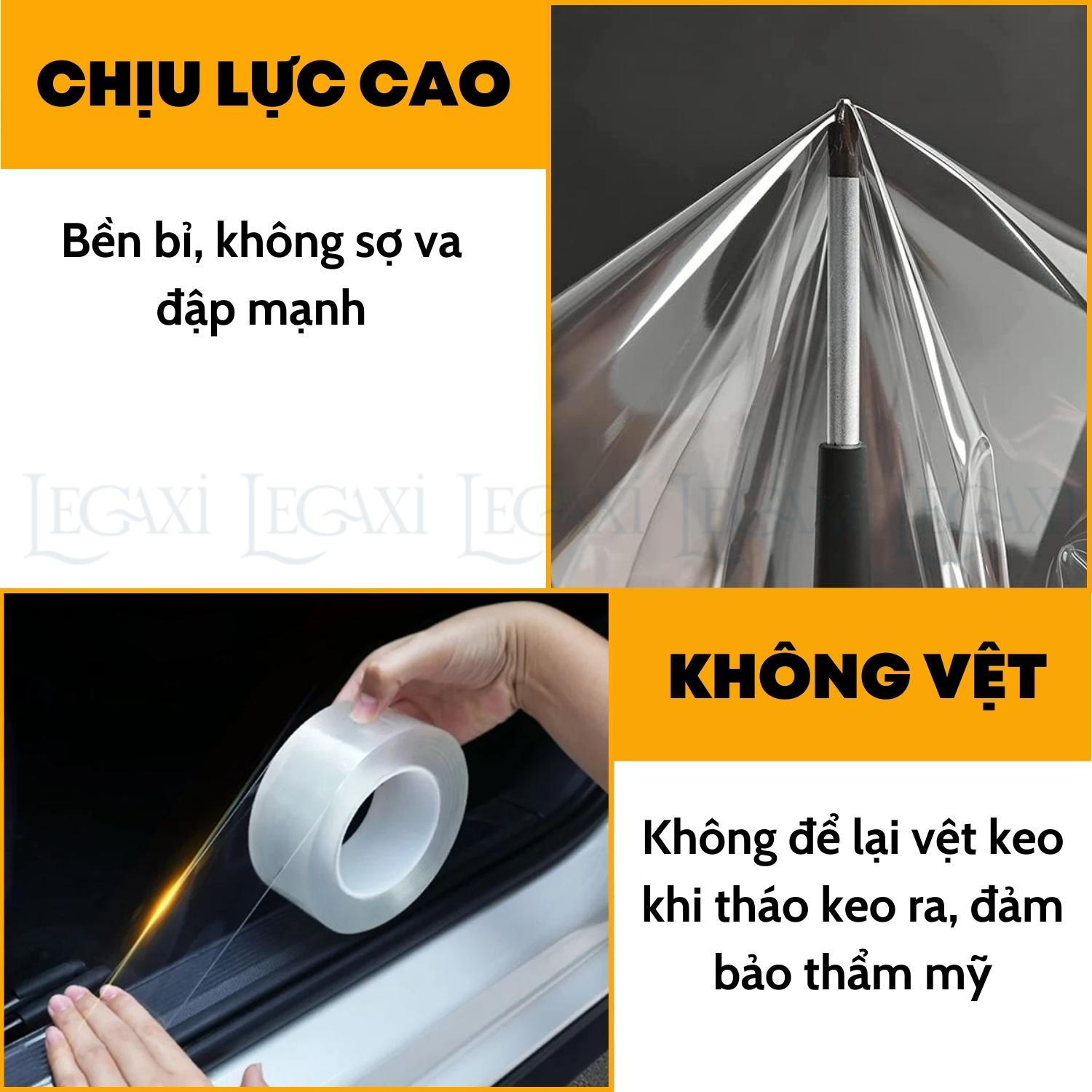 Miếng dán băng keo nano trong suốt dán cửa xe gương chiếu hậu bảo vệ chống trầy xe giảm chấn giảm ồn Legaxi