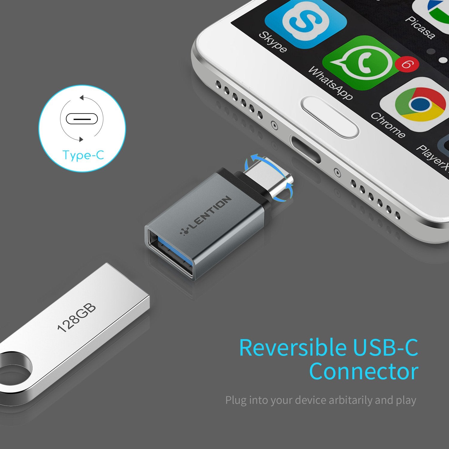 Đầu chuyển đổi USB-C sang USB-A 3.0  Hàng Chính Hãng