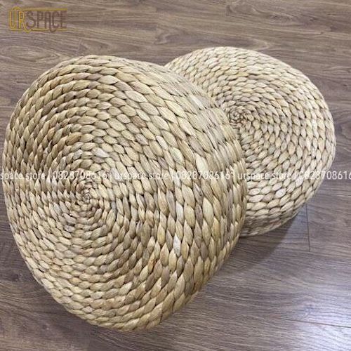 Ghế đôn sofa, làm kê đầu giường, gác chân bằng bèo (lục bình) D40xH20cm/ Woven Hyacinth Round Stool For Home Decor