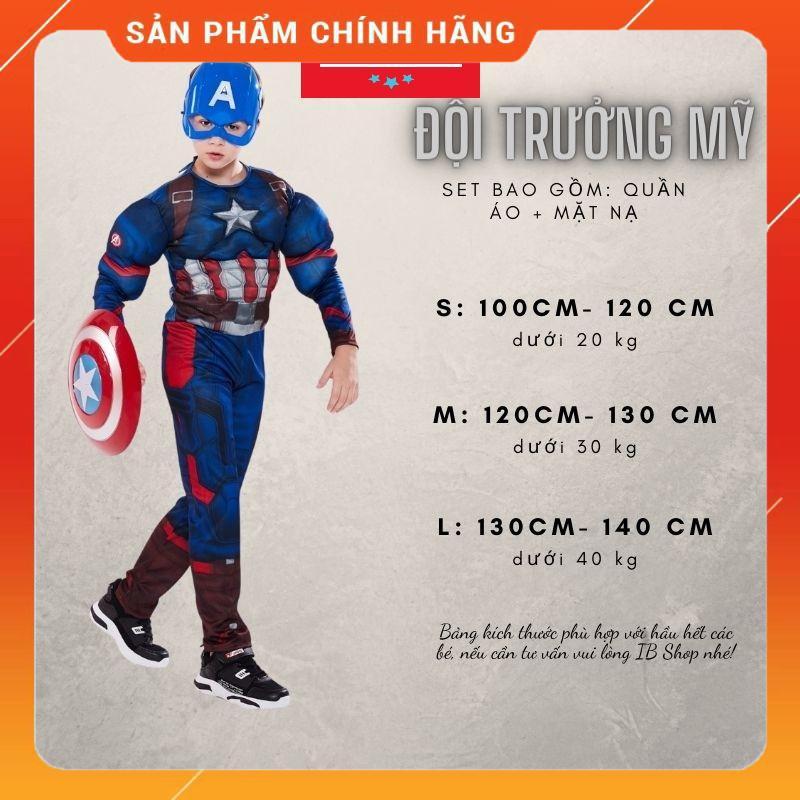 Trang Phục Đội Trưởng Mỹ Captain quần áo hóa trang bé trai