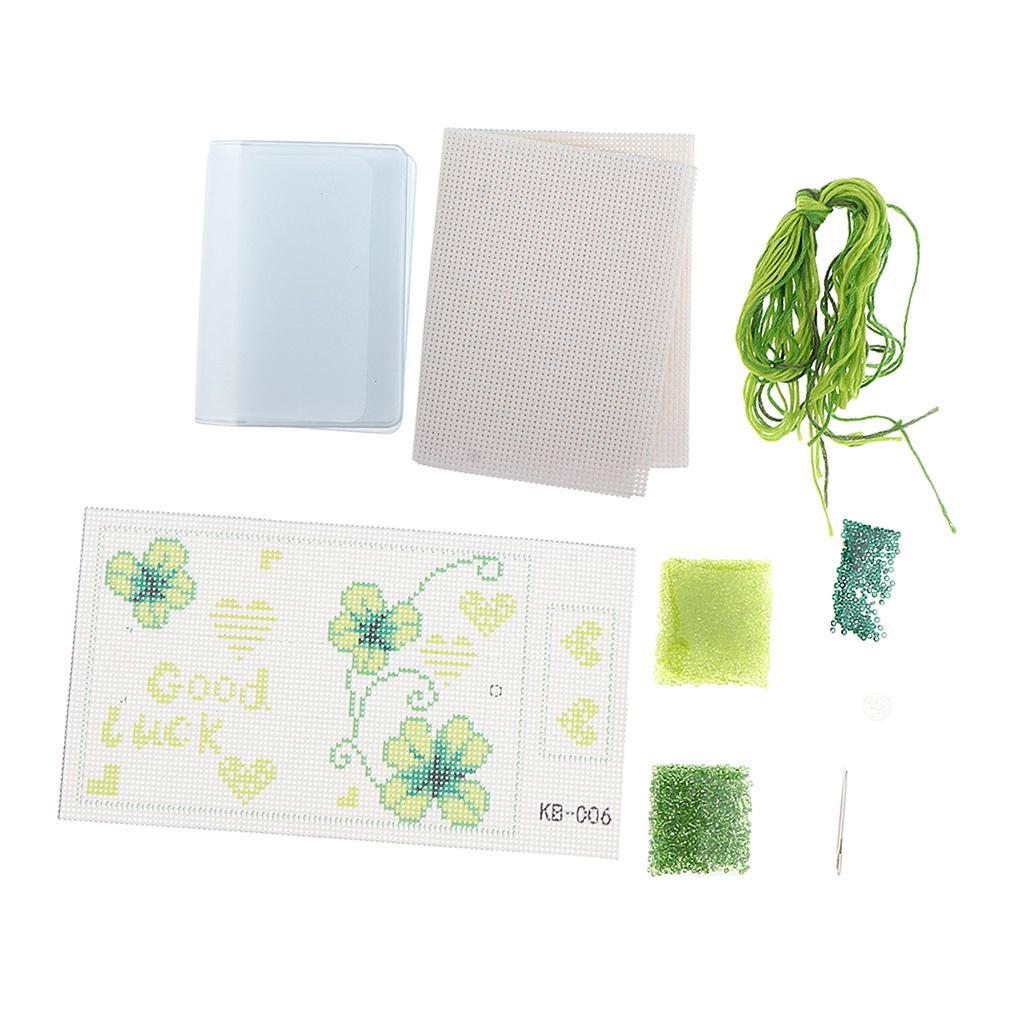 DIY Cross stitch Card Holder Embroidery Starter Kits Printed Handmade Leaf