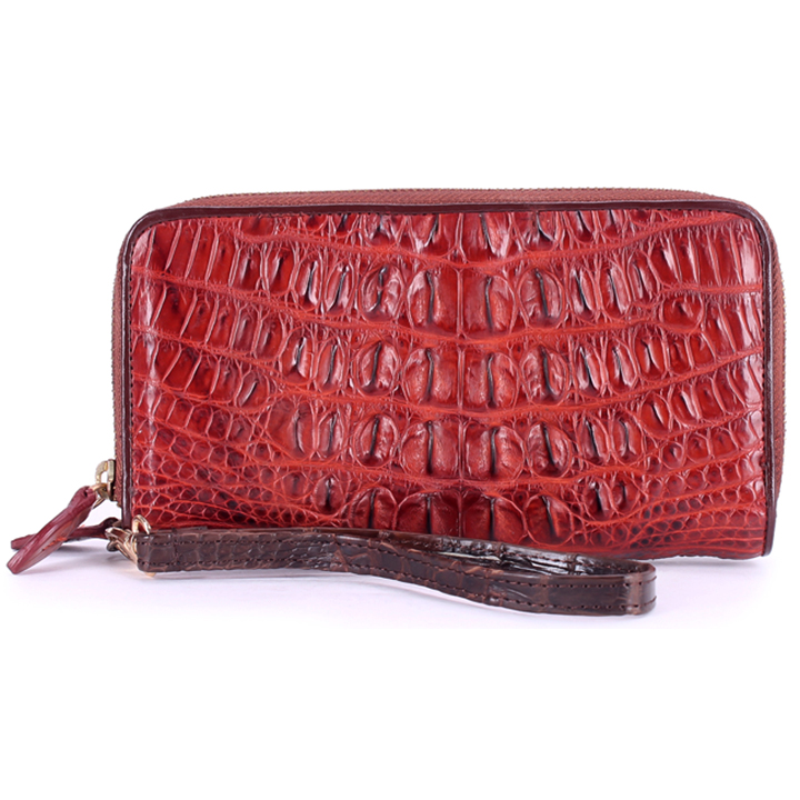 HJ3208-09-10-16 - Bóp da cá sấu 2 khóa gai vàng, đen, nâu đỏ, nâu đất