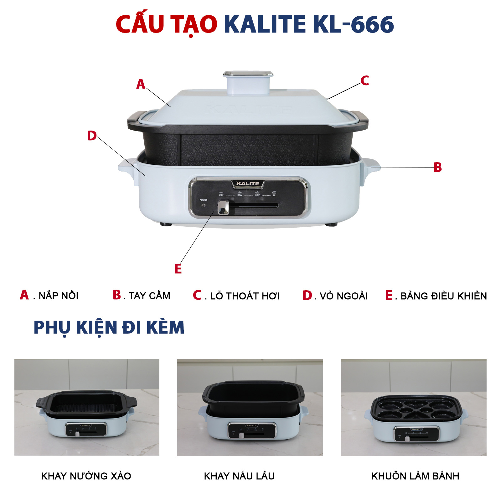 Nồi lẩu nướng đa năng Kalite KL-666 - HÀNG CHÍNH HÃNG