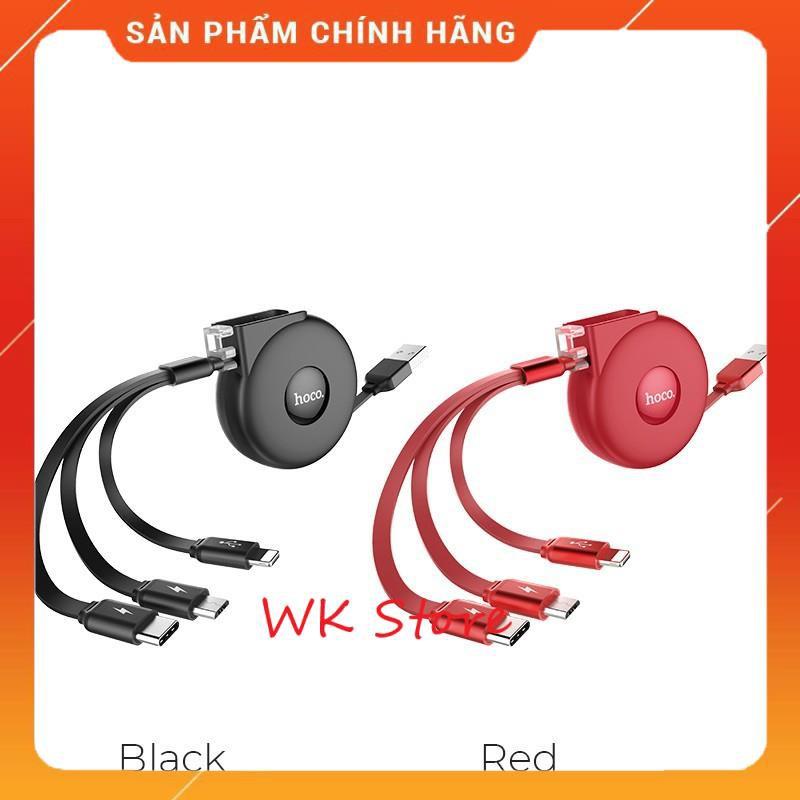 Cáp sạc 3 in 1 dây rút Hoco U50 (Micro, Lightning, Type-C) - Hàng chính hãng