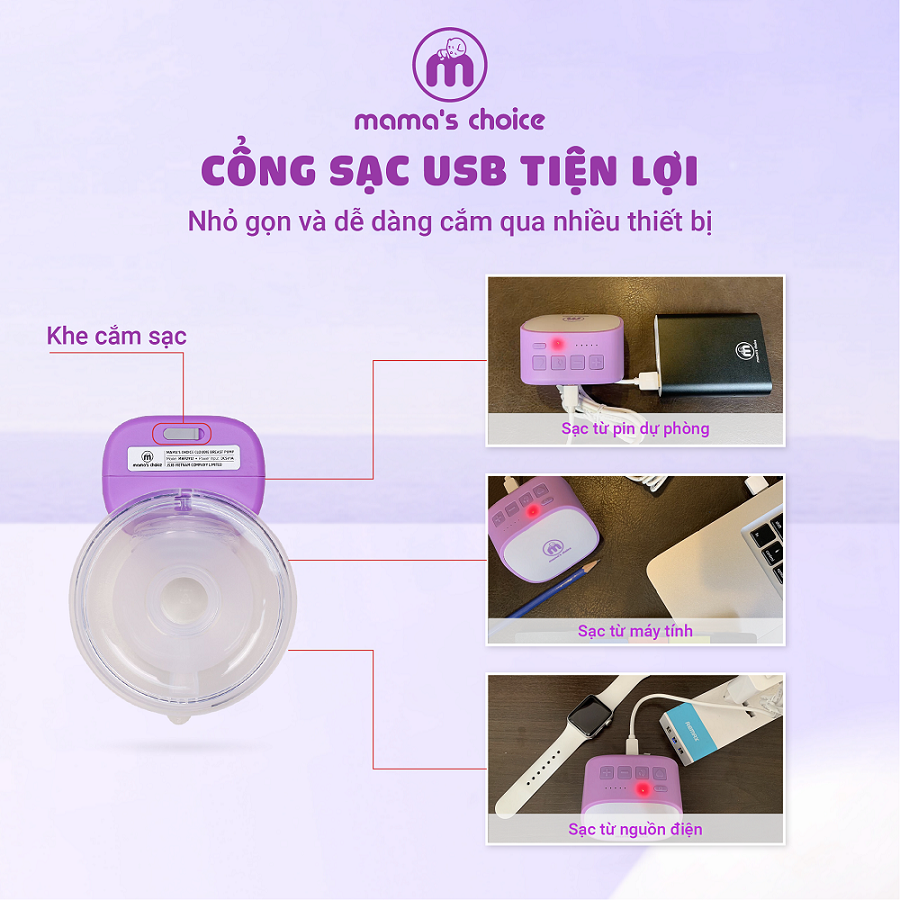 Máy Hút Sữa Không Dây Mama's Choice, Vắt Sữa Rảnh Tay Mọi Lúc Mọi Nơi, Pin Sạc Tiện Lợi, BH 1 Đổi 1 Mới 12 Tháng - 1 Máy