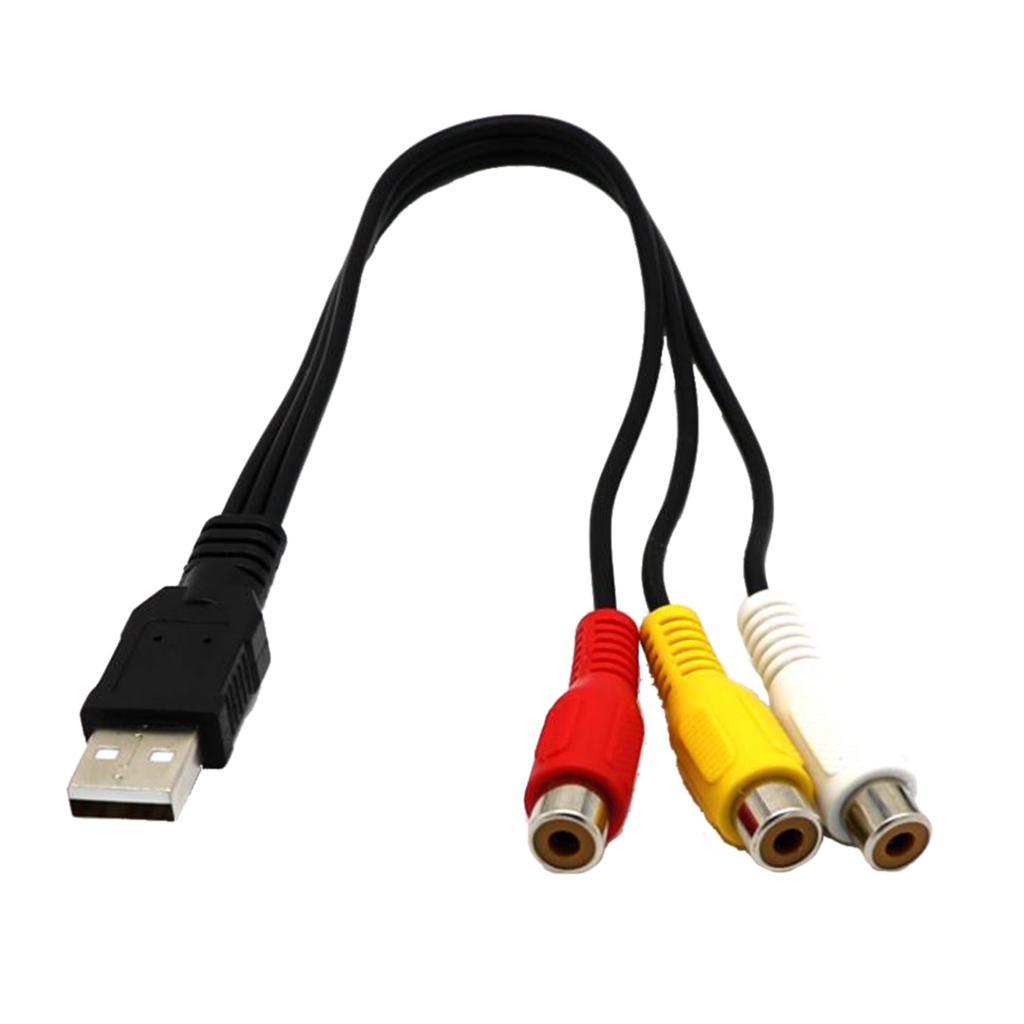 2x USB Male to 3RCA Female Video AV A/V Converter Cable for HDTV TV Computer