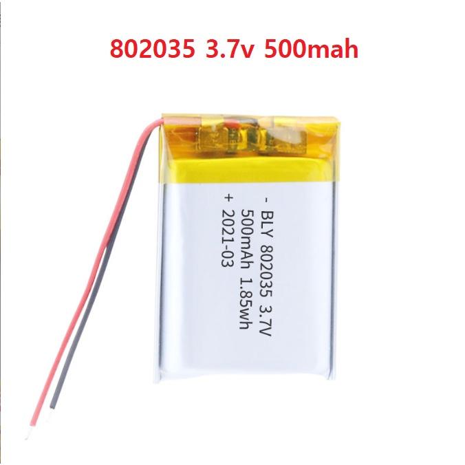 Pin Sạc Lithium Polymer 3.7V 500mah 802035 Cho tai nghe,loa Mp3 MP4 MP5 GPS PSP Bluetooth hàng mới