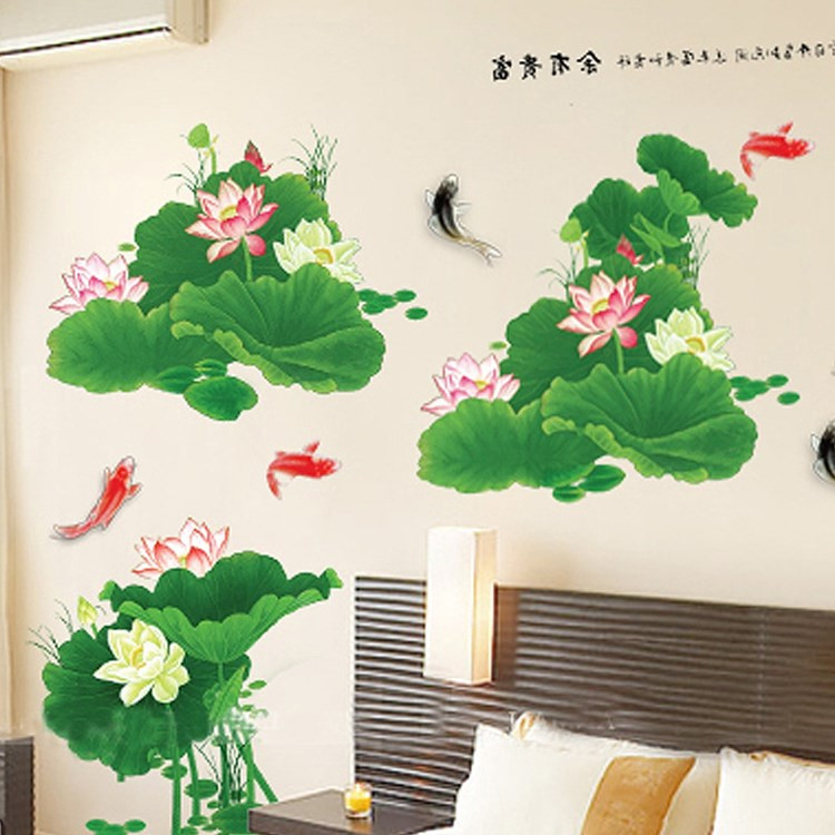 Decal dán tường đầm sen to