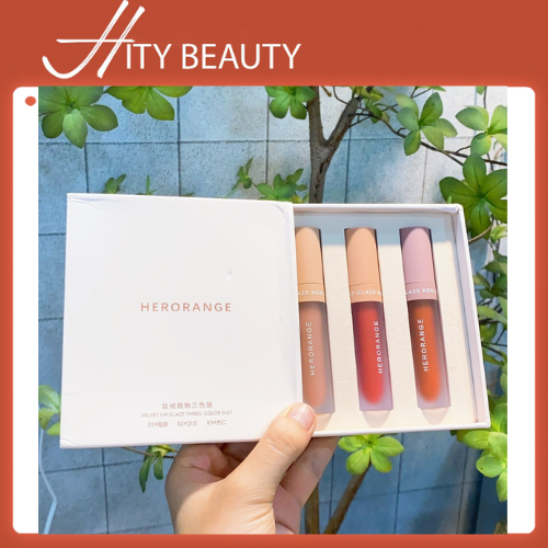 [Combo 3] Son lì VELVET LIP GLAZE THREE COLOR SUIT mềm mịn lâu trôi - Hity Beauty